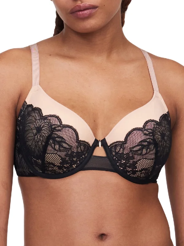 Midnight Flowers Covering T-Shirt Bra - Black