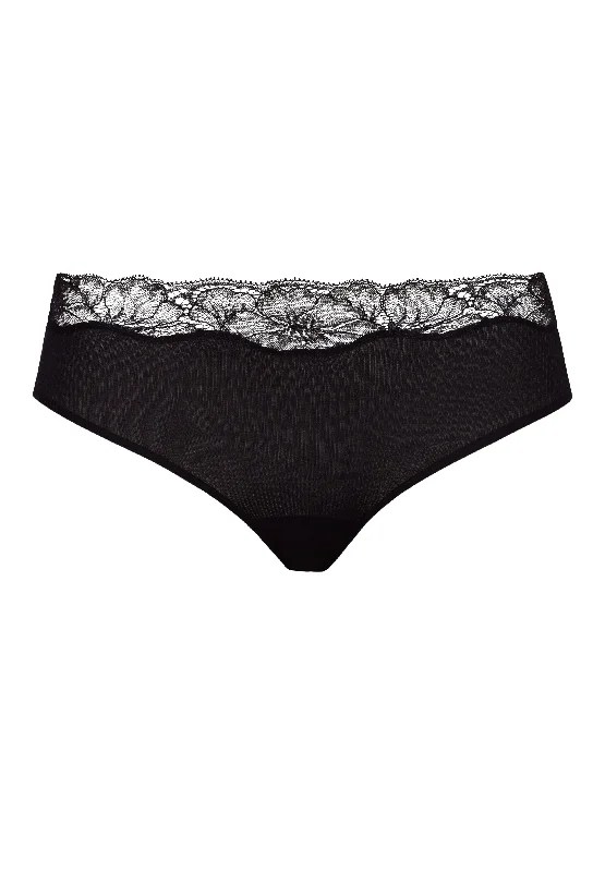 Lace Delight Fine Ribbed Cotton Hi-Cut Brief | Black 71378-019