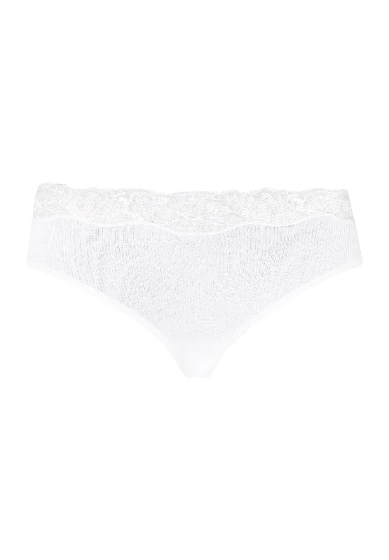 Lace Delight Fine Ribbed Cotton Hi-Cut Brief | White 71378-101