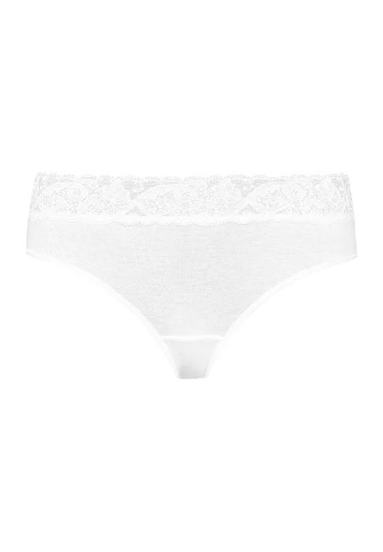 Moments Lace Trim Cotton Hipster | White 71482-101