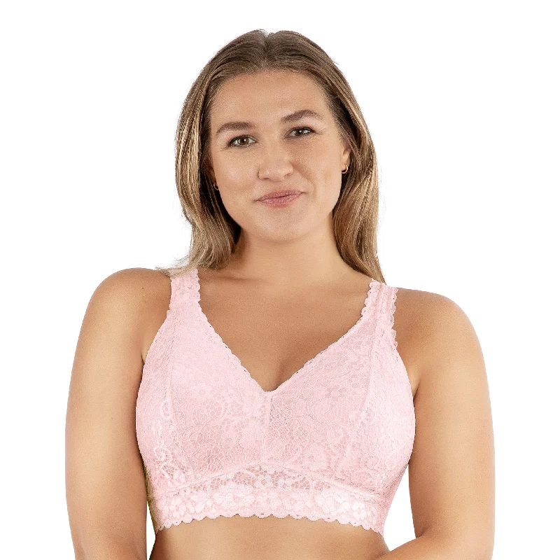 PARFAIT Adriana P5482 Women's Curvy and Full Bust Supportive Wire-free Lace Bra   - Petal Pink