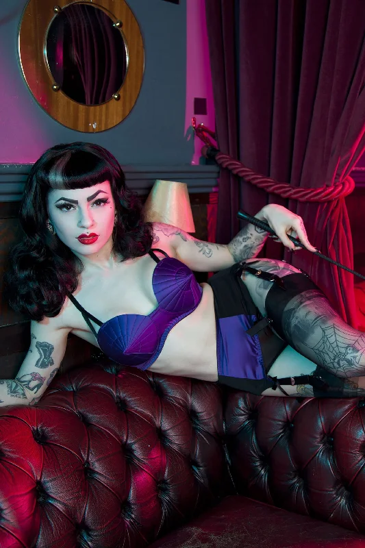 Bettie Page Purple Classic Suspender Belt