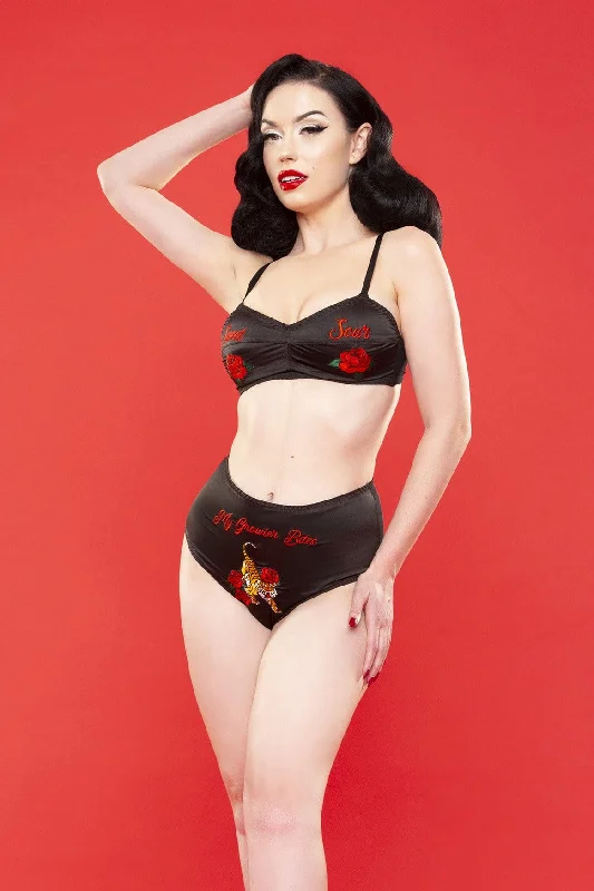 Bettie Page Retro Embroidery bra