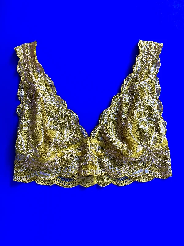 Clo: Fortuna Lace Bralette with Wide Straps Bra - Chartreuse