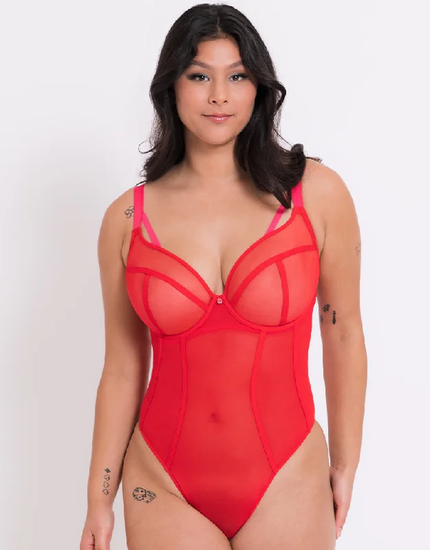 Curvy Kate Elementary Plunge Bodysuit Red/Pink