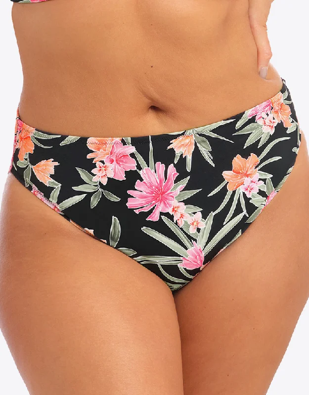 Elomi Dark Tropics Mid Rise Bikini Brief Black