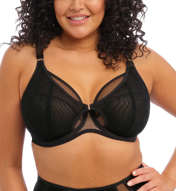 Elomi Kintai Peek-a-Boo Plunge Underwire Bra (301202) - Black