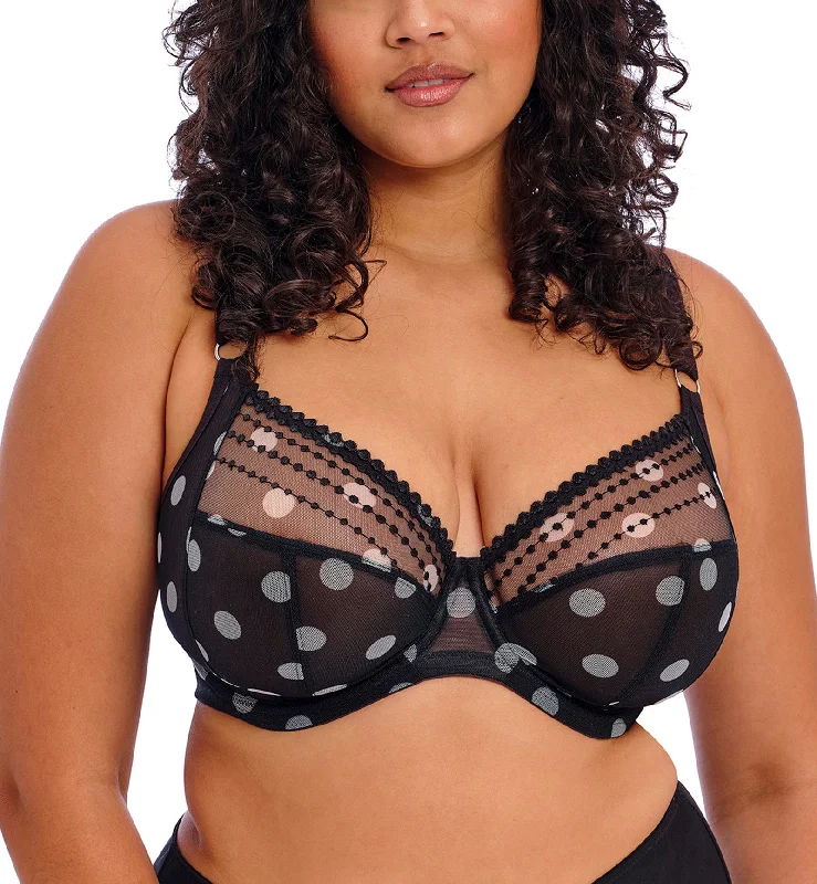 Elomi Matilda Banded Plunge Underwire Bra (8900) - Black Dot