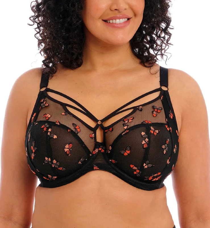 Elomi Sachi Strappy Plunge Underwire Bra (4353) - Black Butterfly