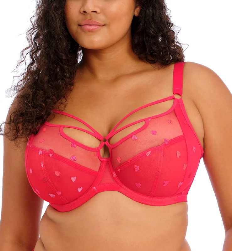 Elomi Sachi Strappy Plunge Underwire Bra (4353) - Red Confetti