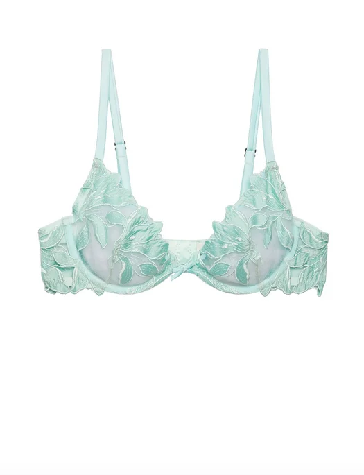 Fleur du Mal Lily Embroidery Plunge Demi Bra