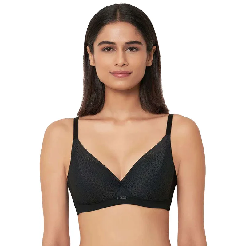 Forma Padded Wired  3/4th Cup Everyday Wear Medium coverage Lace Bra - Black