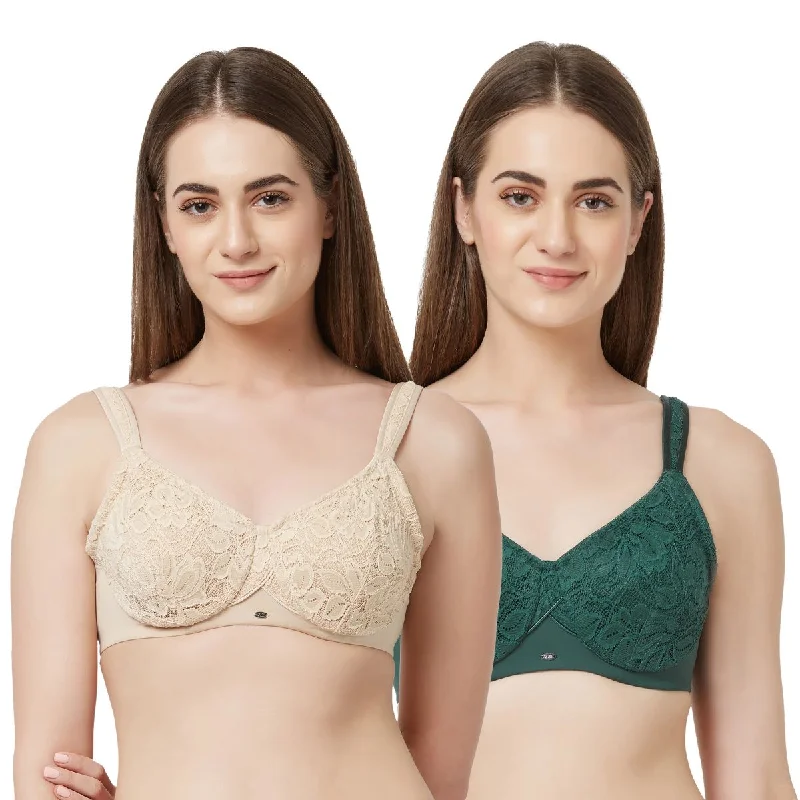 Full Coverage Non Padded Wired Lace Bra(Pack Of 2) FB-610