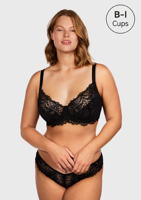 HSIA Black Sunflower Underwire Lace Bra