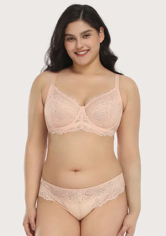 HSIA Sunflower Underwire Pink Lace Bra Set