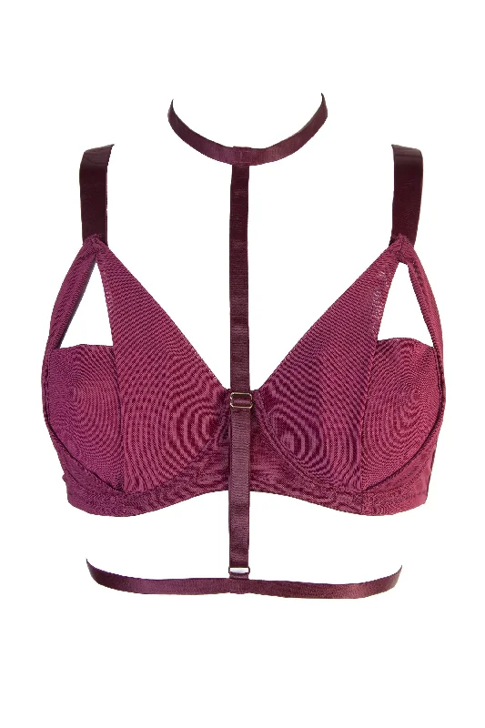 Juliet Wine Harness Bra Curve