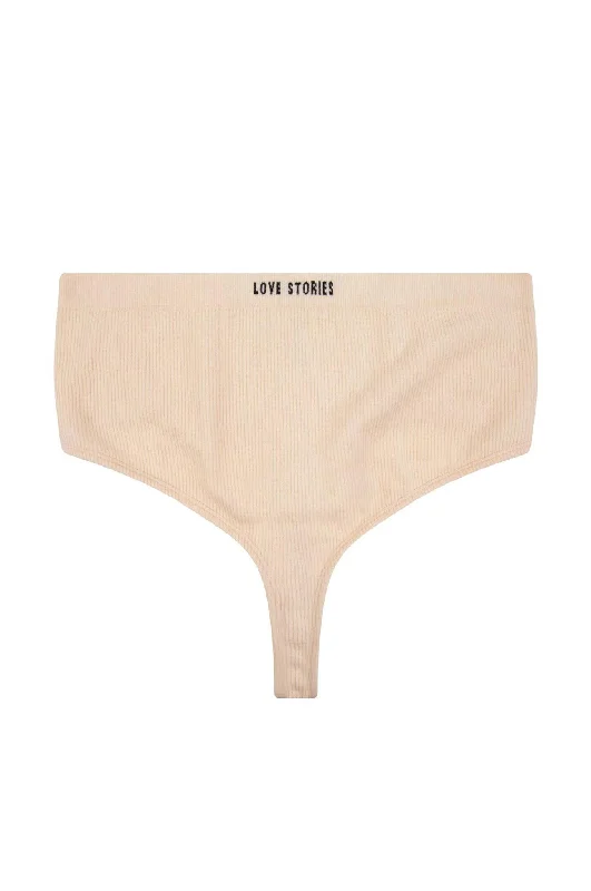 Love Stories Lauren High-Waisted Cotton Thong | Off White