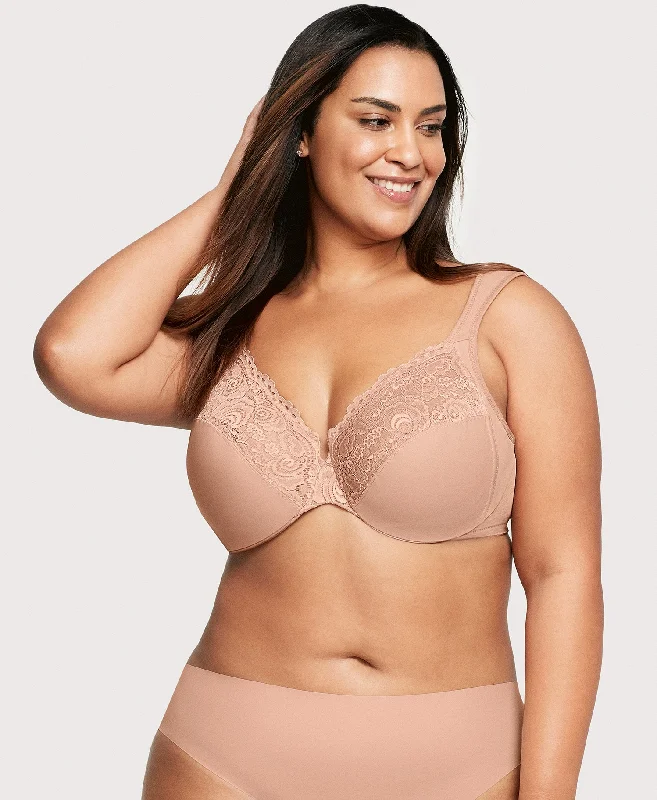 Low Cut WonderWire Lace Bra Cappuccino