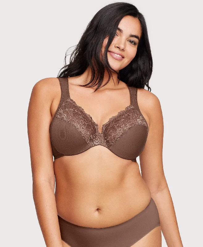 Low Cut WonderWire Lace Bra Mocha