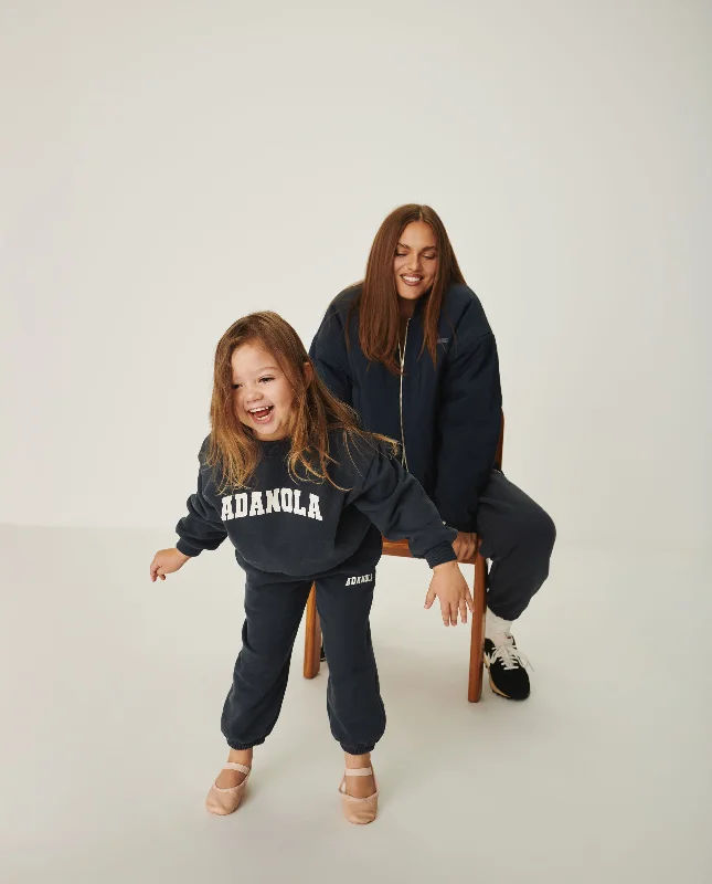 Mini Varsity Oversized Sweatshirt - Midnight Blue/Marshmallow White