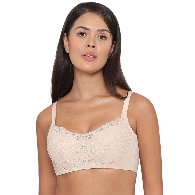 Moselle Padded Wired Full Cup Bridal Wear Full coverage Lace Bra - Beige