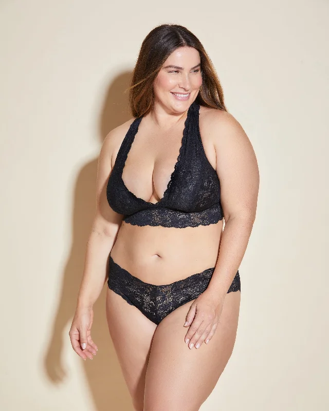 Cosabella Never Say Never Extended Lovelie Mid-Rise Lace Thong | Black