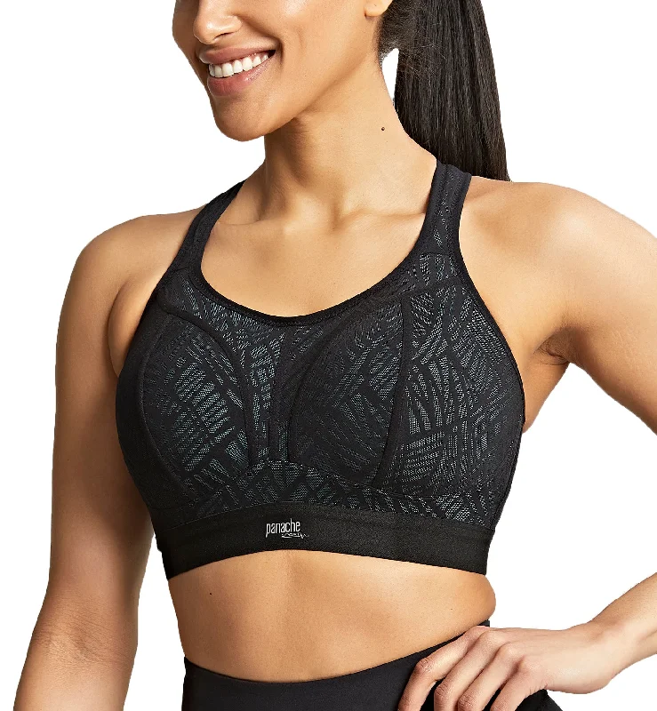 Panache Boundless Racerback Non-Wire Sports Bra (7341) - Black/Ice Blue