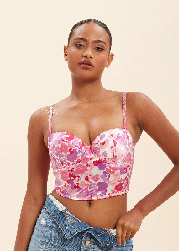 PANDORA Sexy Printed Balconette Corset Long Demi Bra