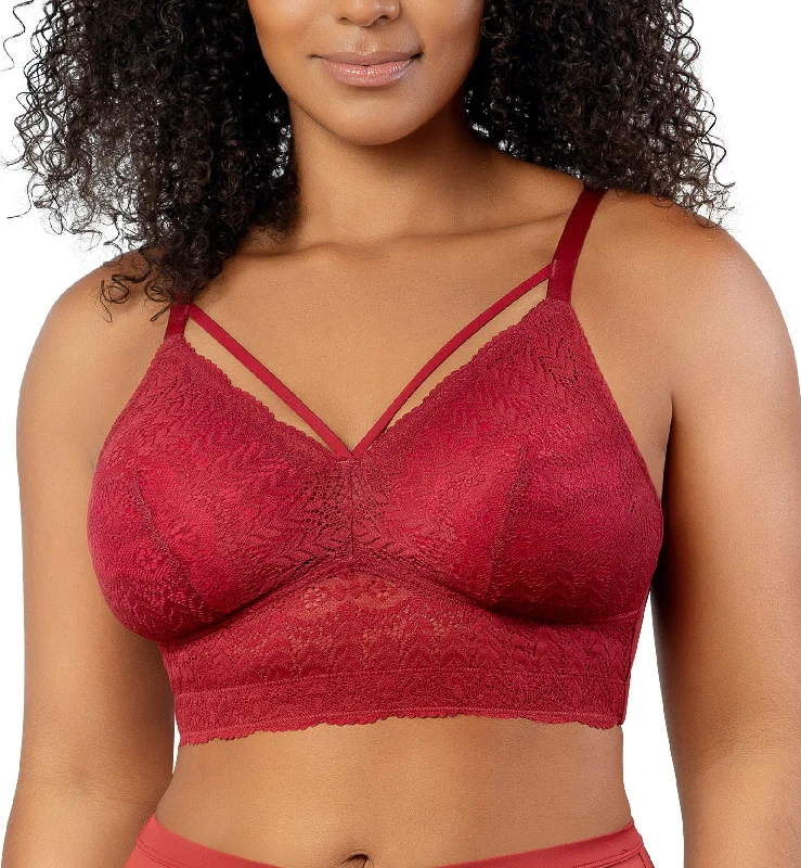 Parfait Mia Lace Longline Bralette (P5951) - Rio Red