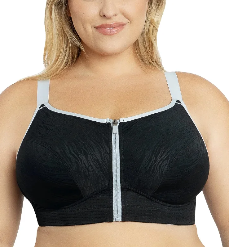 Parfait Wave Wire-free Front Zipper Sports Bra (P6052) - Black