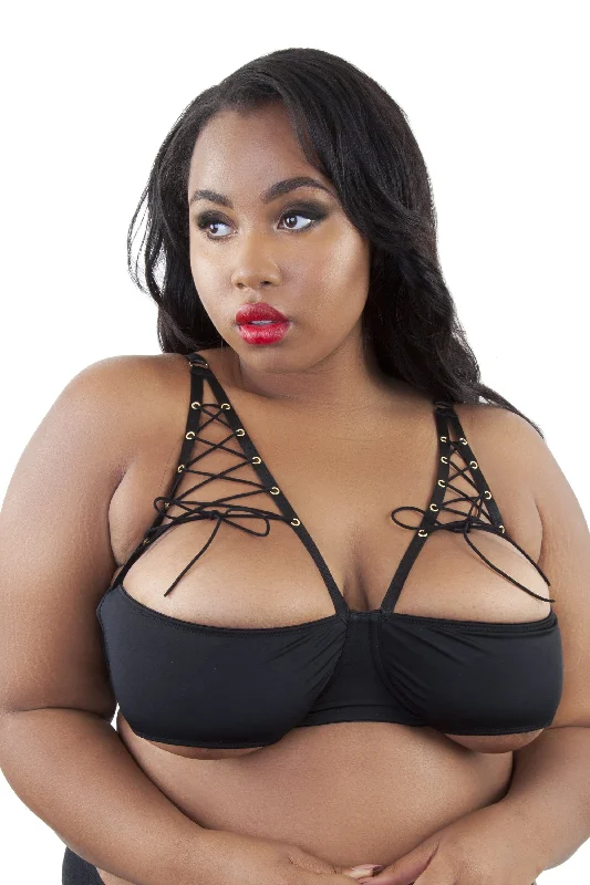 Peek & Beau Callie Open Cup Lace Up Bra Curve