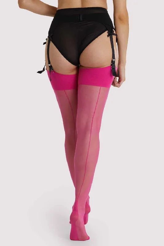 Pink Peacock Seamed Stockings