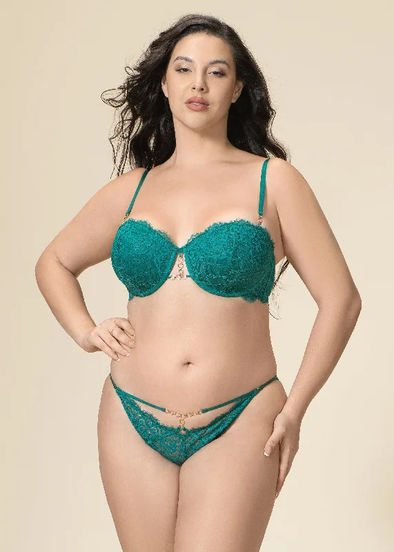 EILEEN Plus Underwired Floral Lace Balconette Demi Bra