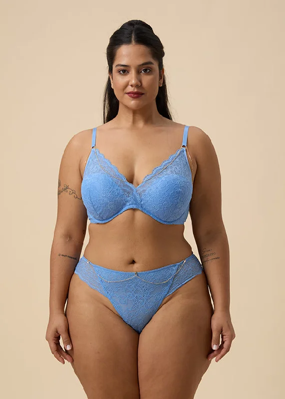 LYDIA Plus Blue Recycled Lace Plunge Push-up Bra