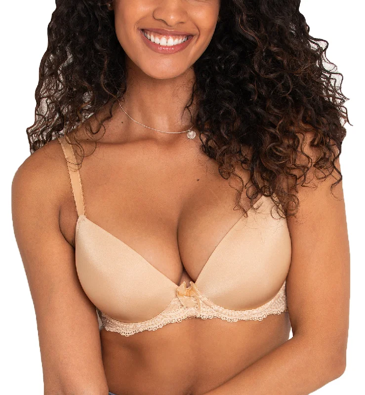 Pour Moi Flora Plunge Push Up T-Shirt Underwire Bra (14814) - Sand