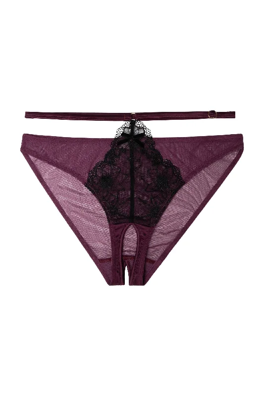 Muriel Purple Crotchless Brazillian Brief