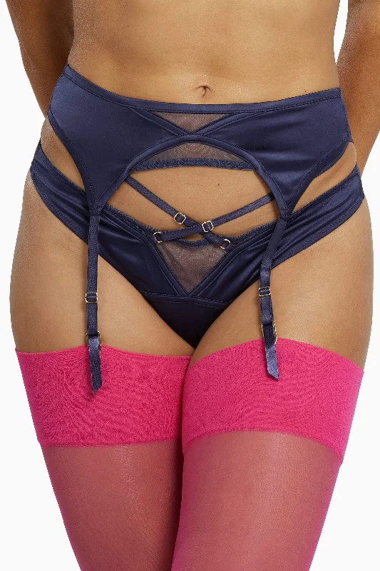 Philly Navy Tulip Suspender Belt