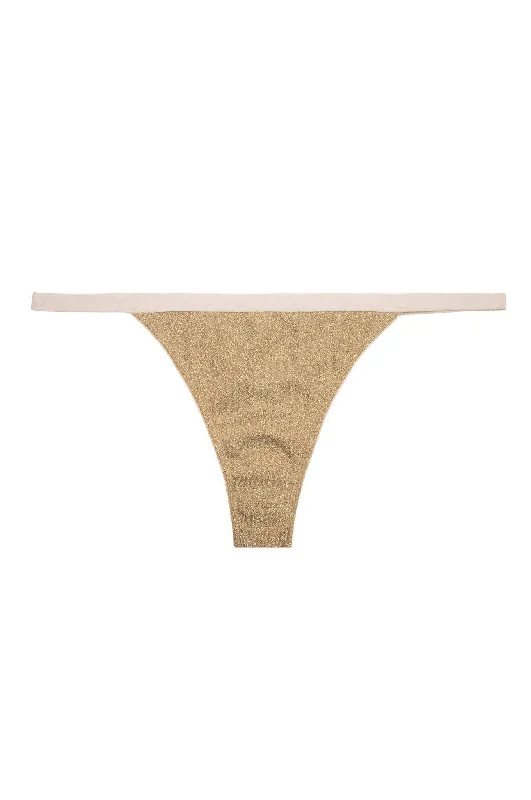 Love Stories Room Service Glitter Thong | Gold