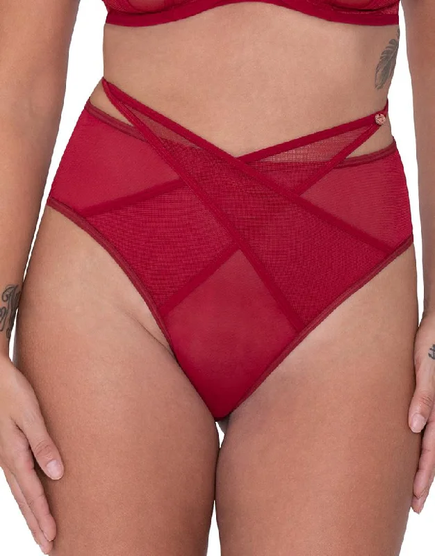 Scantilly Black Magic High Waist Brazilian Brief Red