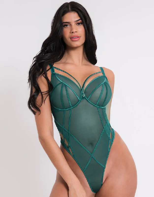 Scantilly Senses Plunge Bodysuit Verdigris