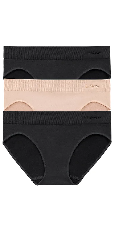 Seamless Comfort Bikini 3 Pack - Black Black Natural