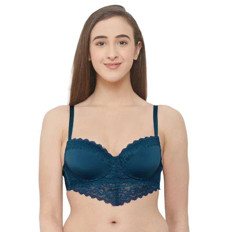 Semi/Medium Coverage Padded Wired Demi Cup Lace Bra- FB-546