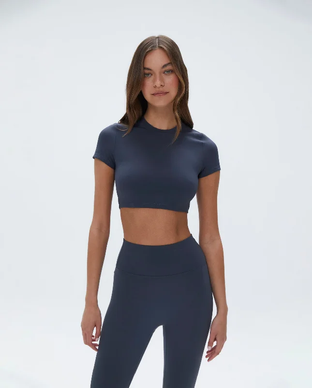 Short Sleeve Crop Top - Midnight Blue