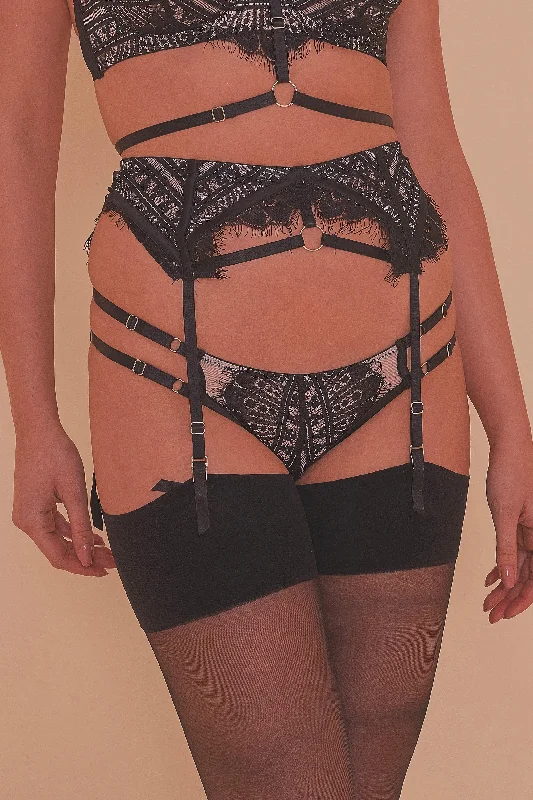 Sky Pearl Lace Harness Core Suspender Belt