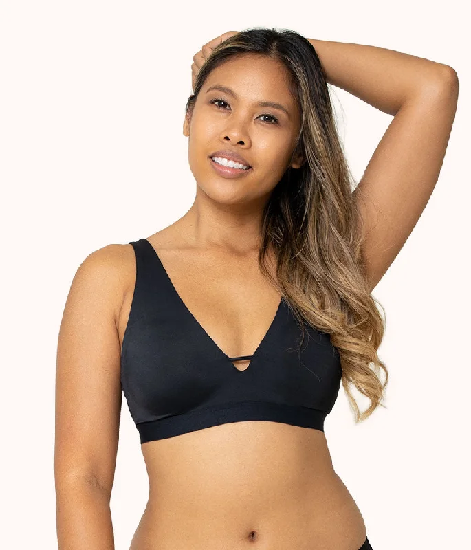 The Eco Deep V Bralette: Jet Black