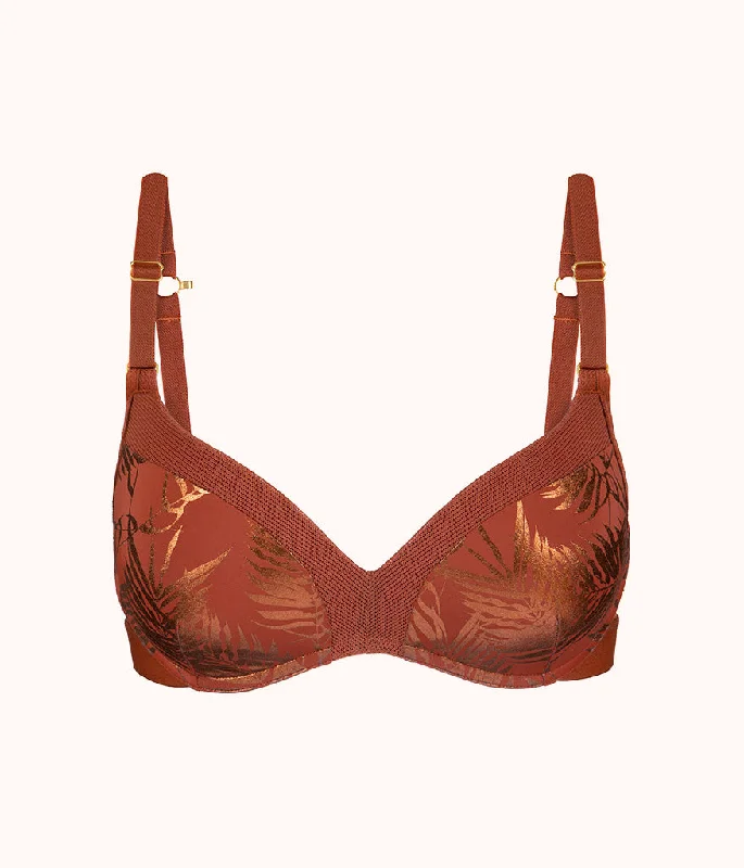 The Metallic Palm No-Wire Push-Up: Burnished Mahogany/Metallic Palm Print