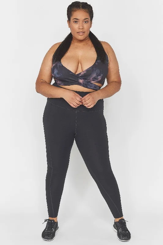 Wolf & Whistle Dark Marble Wrap Front Curve Sports Bra