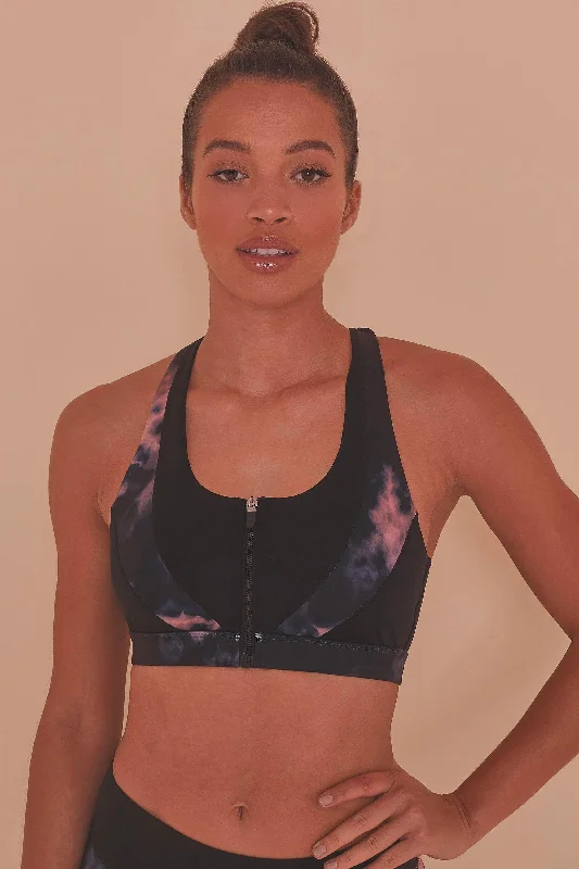 Wolf & Whistle Dark Marble Zip Front Sports Bra