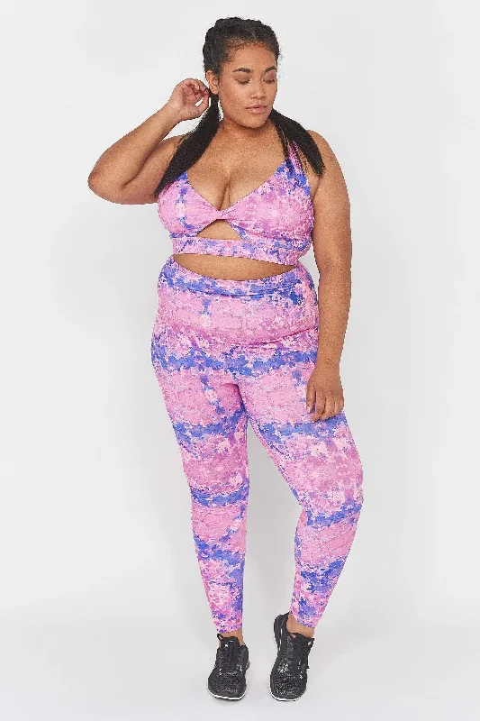 Wolf & Whistle Pink Marble Twist Front Curve Sports Bra