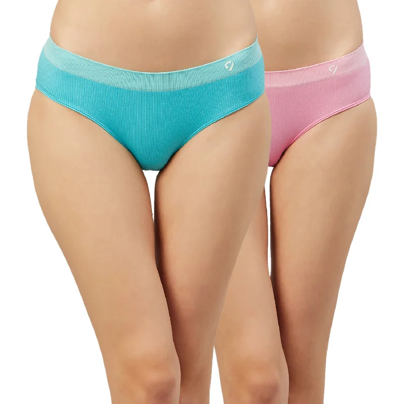 C9 Airwear Ribbed Panty - Cyan & Pink - Pack of 2